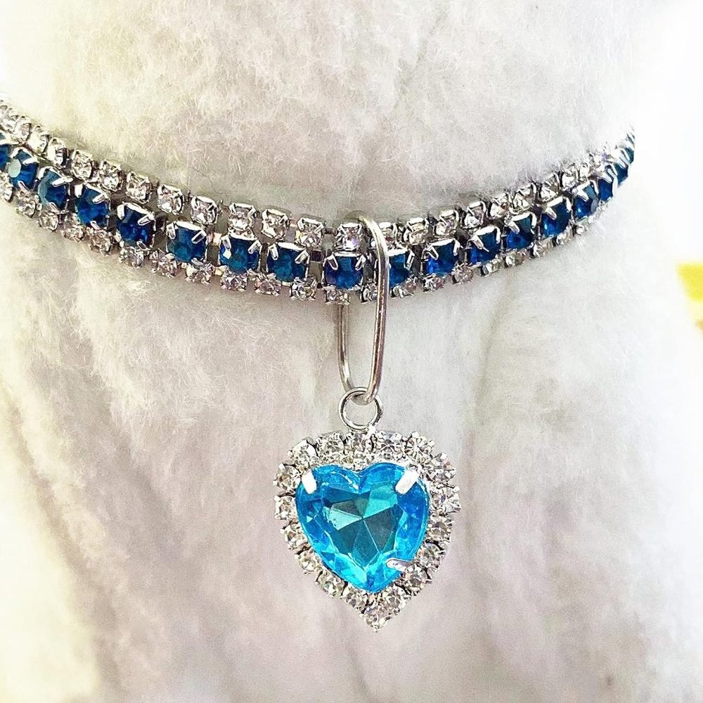 NEW Sparkling Bling Swarovski Crystal Rhinestone Heart Pet Collar: Cat O…